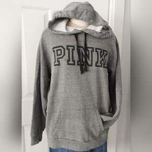 PINK Gray Hooded Sweatshirt